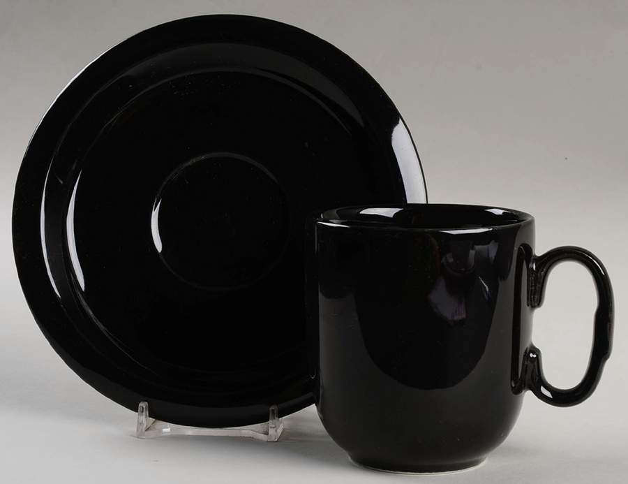 Rustico Black Flat Cup & Saucer Set by Mikasa-1
