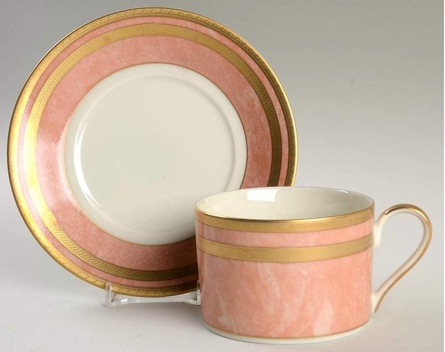 Salmon Florentine Flat Cup & Saucer Set by Mikasa-1