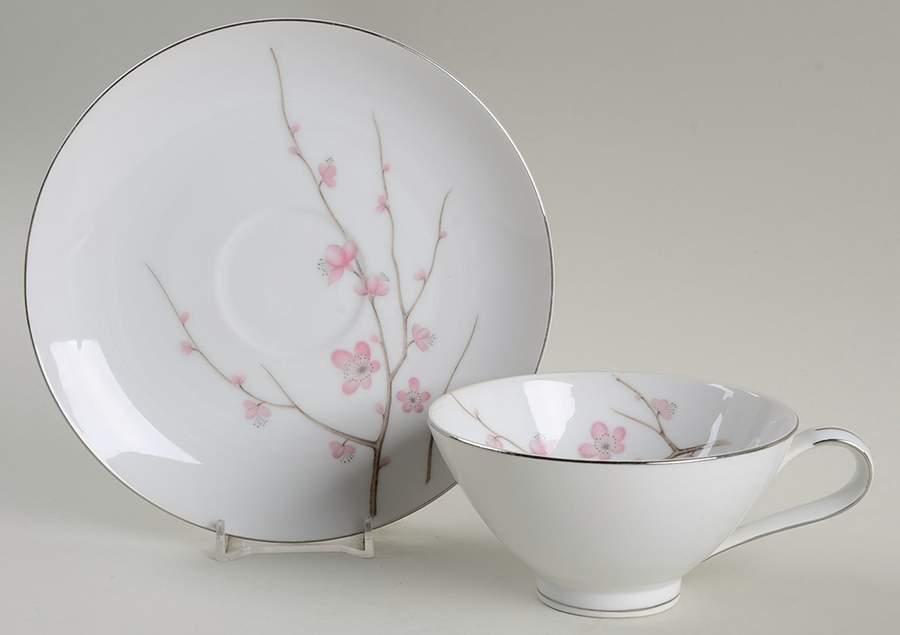 Sakura Footed Cup & Saucer Set by Mikasa-1