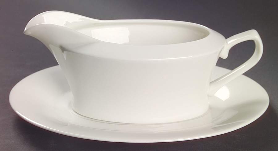 Satin White Gravy Boat & Underplate by Mikasa-1