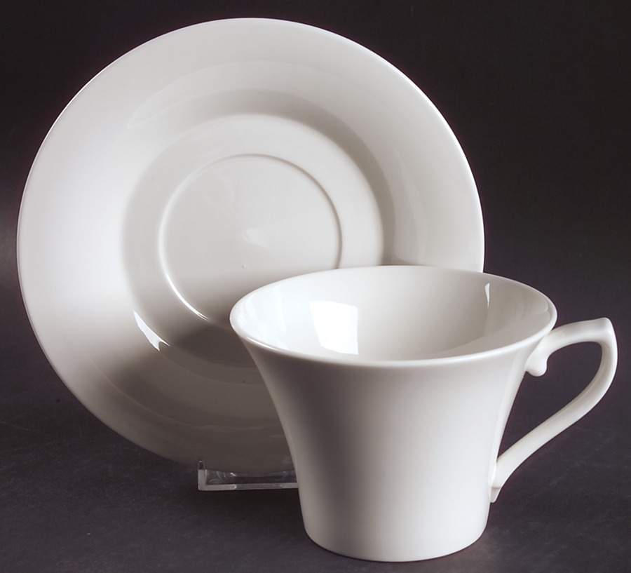 Satin White Breakfast Cup & Saucer Set by Mikasa-1