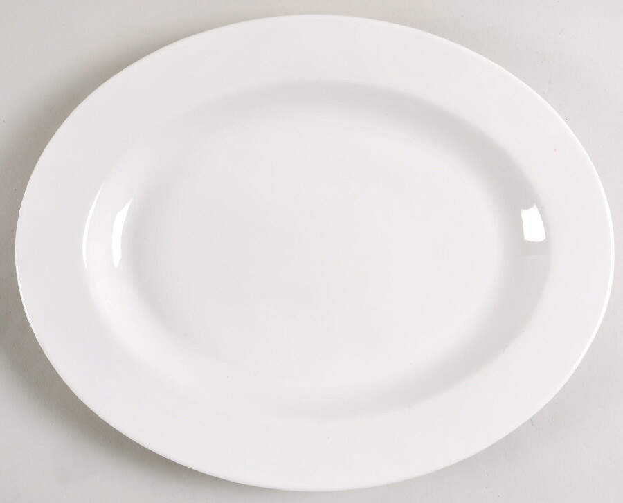 Satin White 13" Oval Serving Platter by Mikasa-1