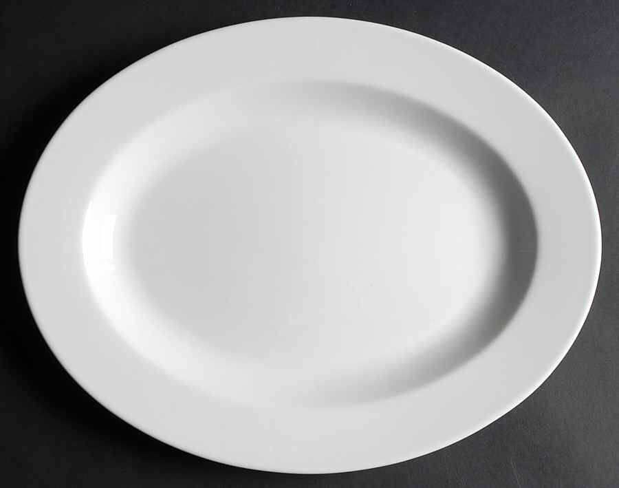Satin White 14" Oval Serving Platter by Mikasa-1