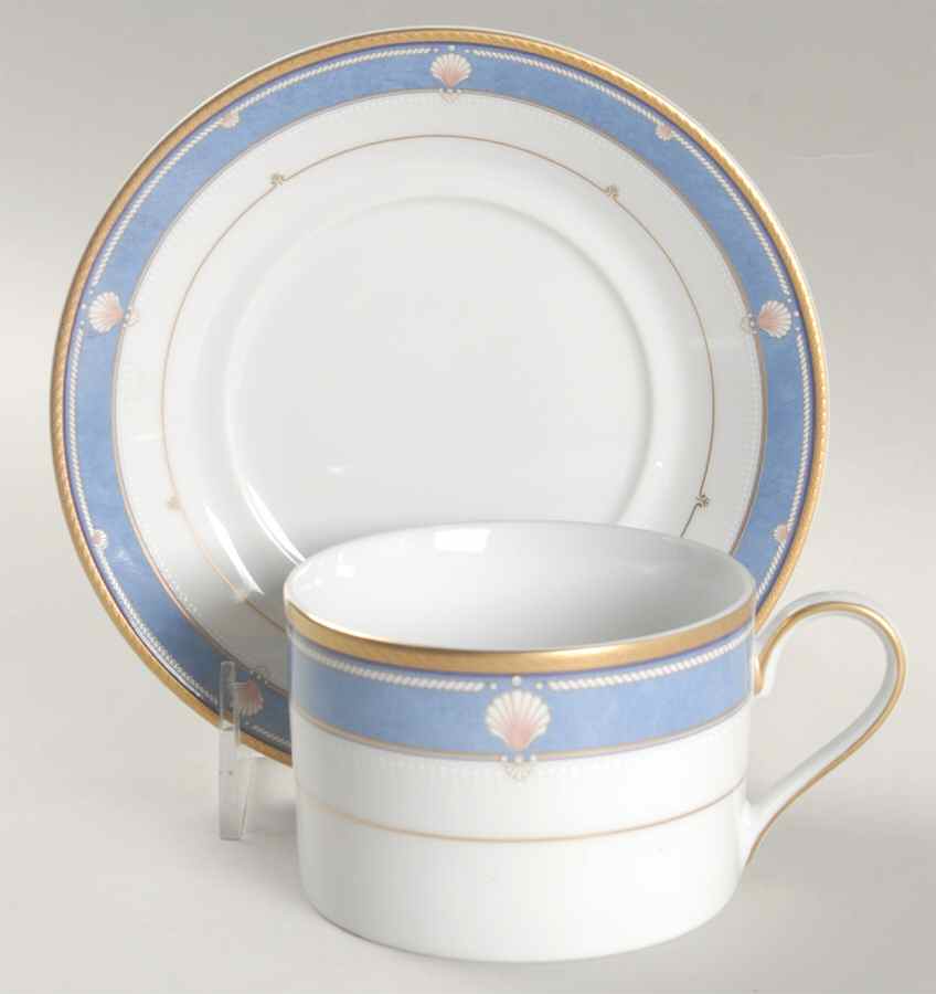 Seamist Blue Flat Cup & Saucer Set by Mikasa-1