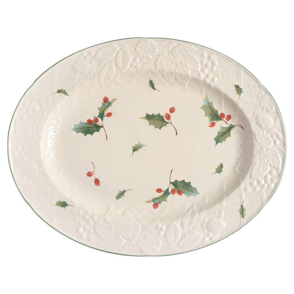 Season's Holly 15" Oval Serving Platter by Mikasa-1