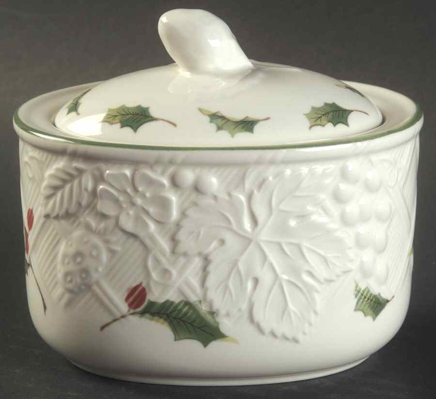 Season's Holly Sugar Bowl & Lid by Mikasa-1