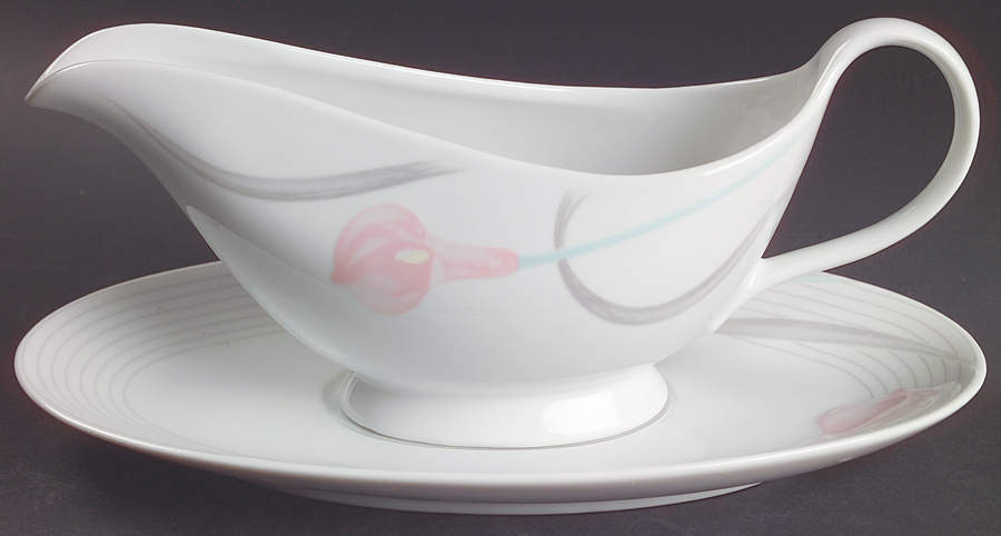 Serenade Pink Gravy Boat & Underplate by Mikasa-1