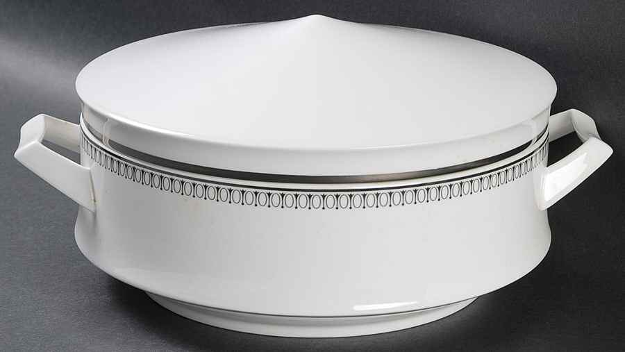 Seville (Black Border) Round Covered Vegetable by Mikasa-1