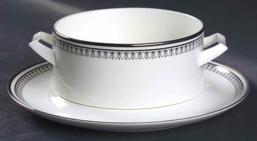 Seville (Black Border) Gravy Boat & Underplate by Mikasa-1