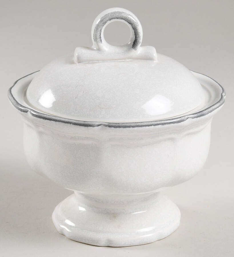 Stone Works Shadow Gray Sugar Bowl & Lid by Mikasa-1