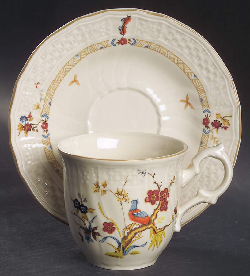Shangri-La (D1001, Fine Ivory) Flat Cup & Saucer Set by Mikasa-1