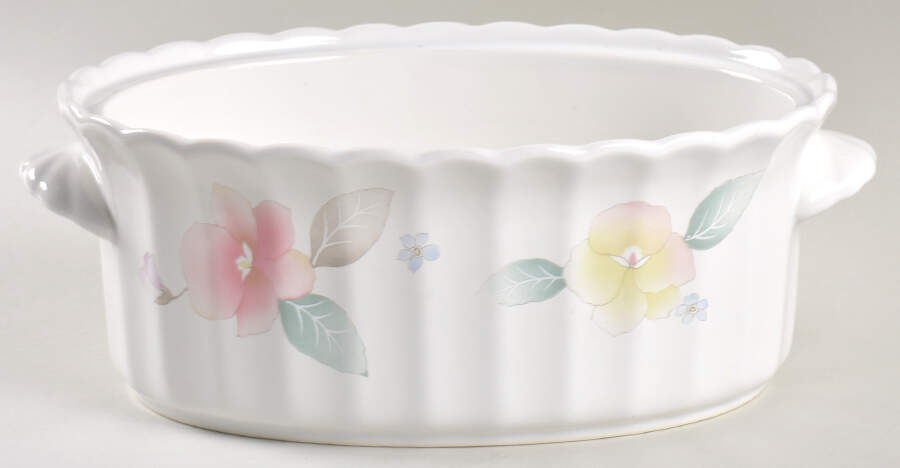 Silk Blossoms 1.5 Quart Oval Covered Casserole No Lid by Mikasa-1