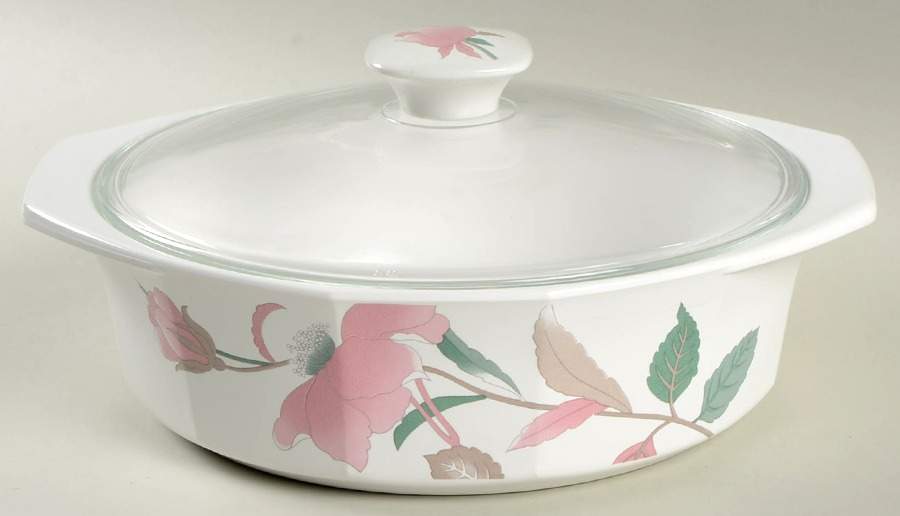 Silk Flowers 1.75 Qt Round Covered Casserole by Mikasa-1