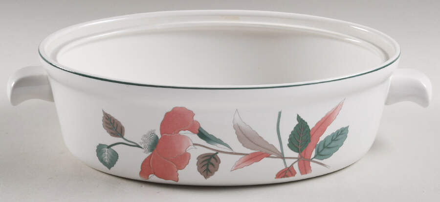 Silk Flowers 2 Quart Oval Covered Casserole No Lid by Mikasa-1