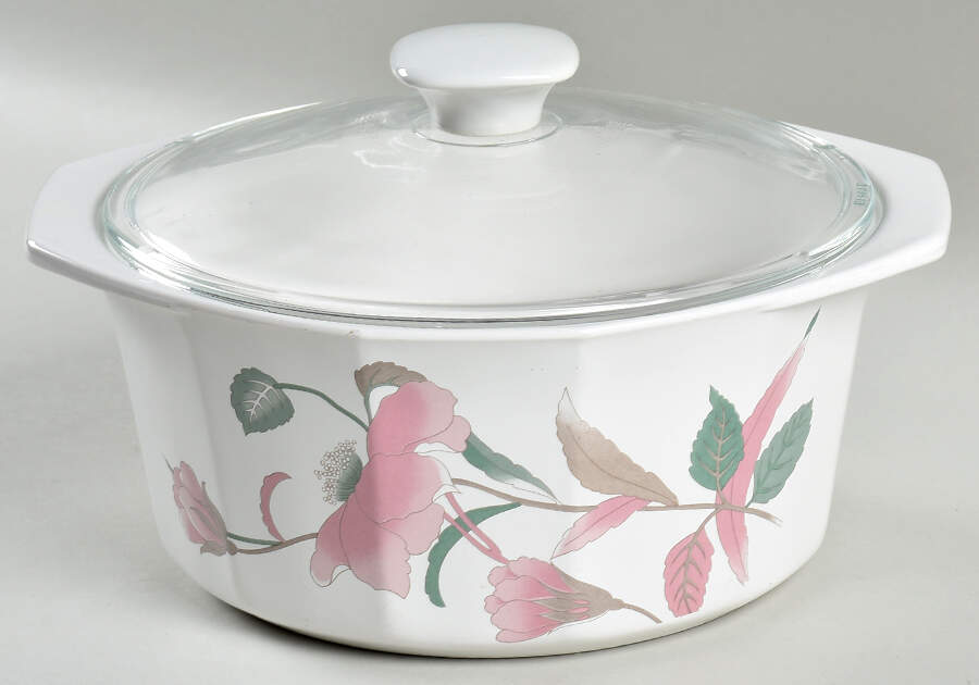 Silk Flowers 2 Qt Round Covered Casserole by Mikasa-1