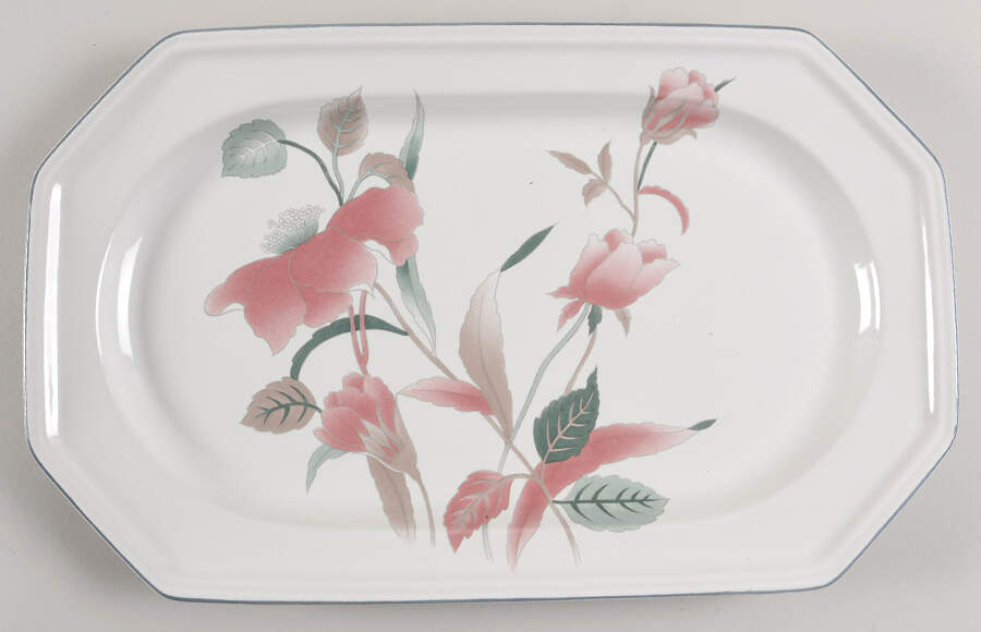 Silk Flowers 15" Oval Serving Platter by Mikasa-1