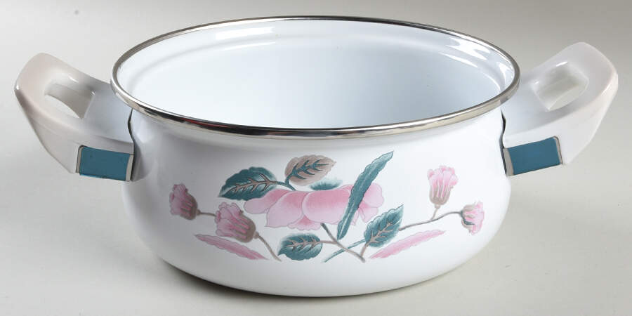 Silk Flowers 2 Quart Metal Covered Casserole No Lid by Mikasa-1