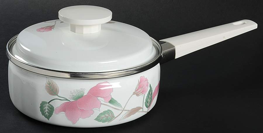 Silk Flowers 1.0 Quart Metal Covered Saucepan by Mikasa-1