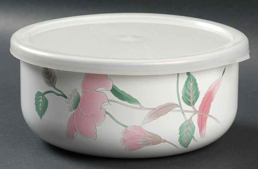 Silk Flowers 6" Metal Bowl W/Plastic Lid by Mikasa-1