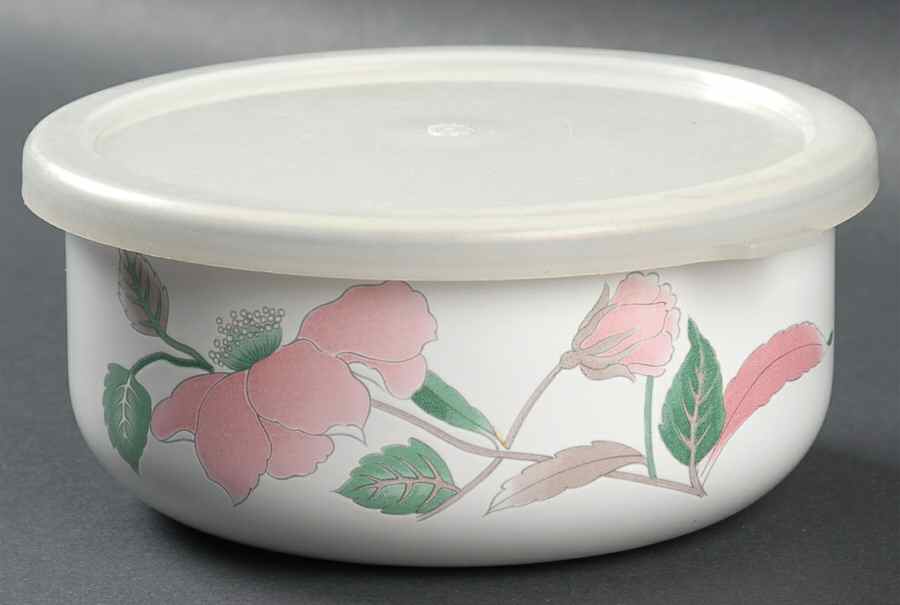 Silk Flowers 5" Metal Bowl W/Plastic Lid by Mikasa-1