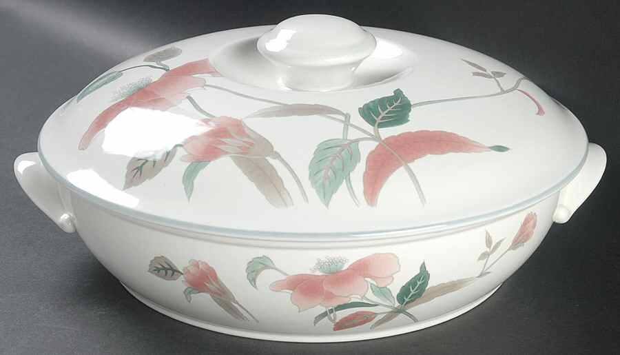 Silk Flowers 2 Qt Round Covered Casserole by Mikasa-1