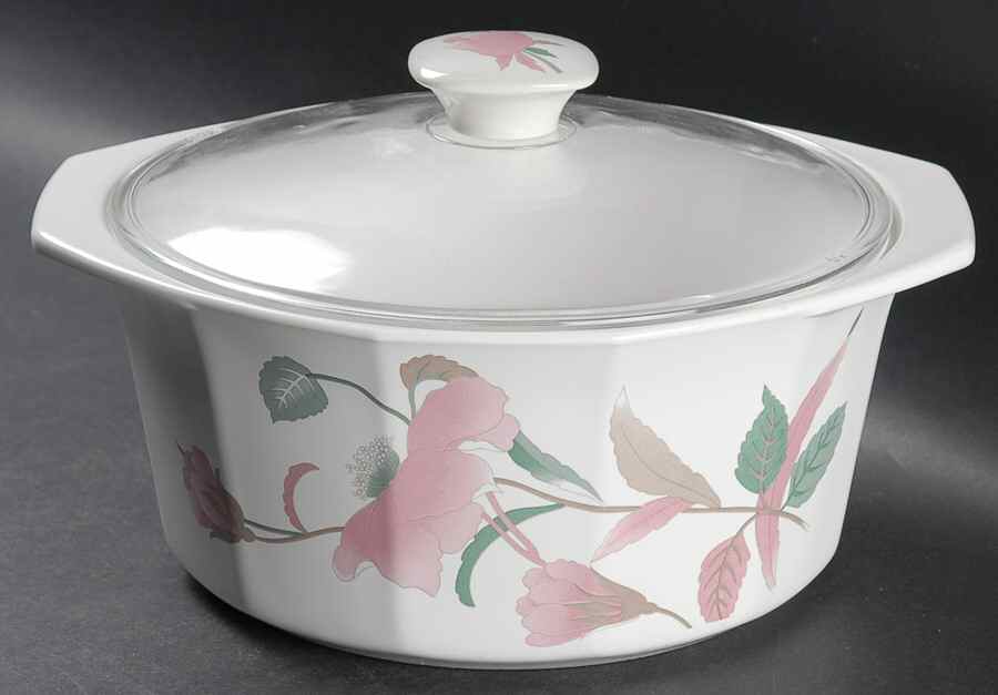 Silk Flowers 2 Qt Round Covered Casserole by Mikasa-1