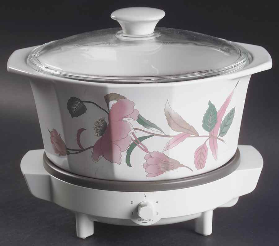 Silk Flowers Round Covered Casserole with Electric Warmer by Mikasa-1