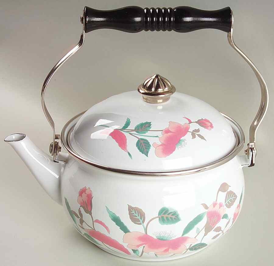 Silk Flowers Metal Kettle & Lid by Mikasa-1