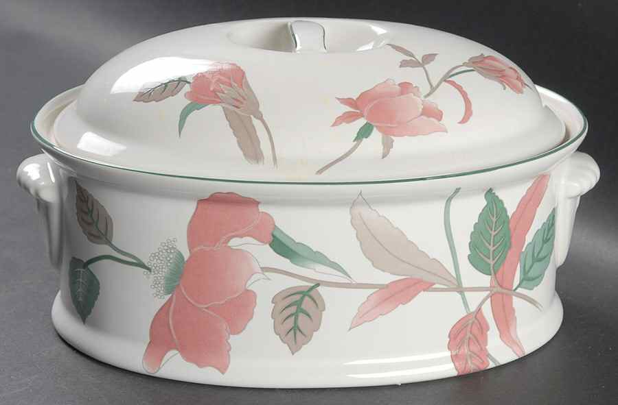 Silk Flowers 1.5 Quart Oval Covered Casserole by Mikasa-1