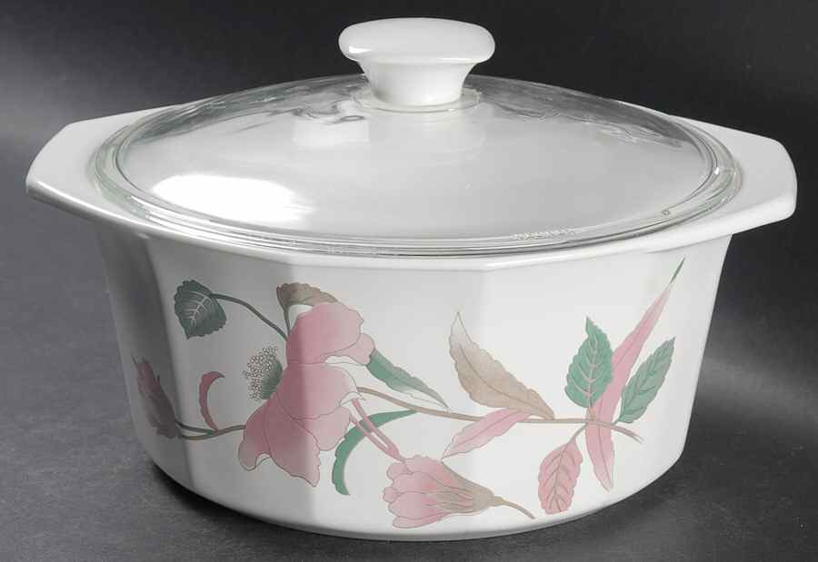 Silk Flowers 2 Qt Round Covered Casserole by Mikasa-1