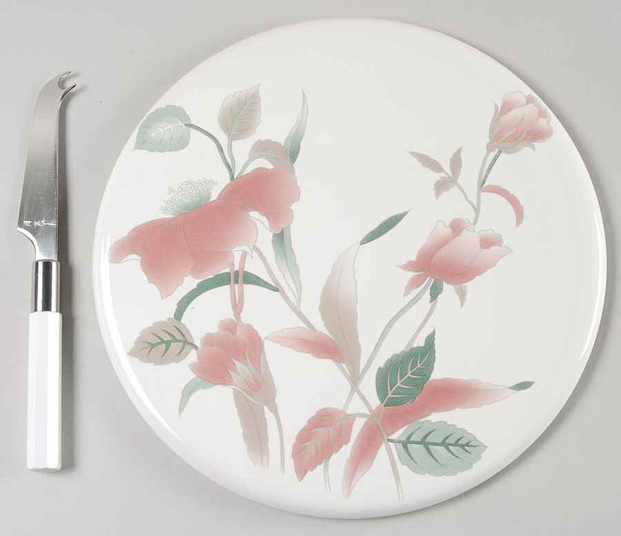 Silk Flowers 2 Piece Cheese Dish and Knife Set by Mikasa-1