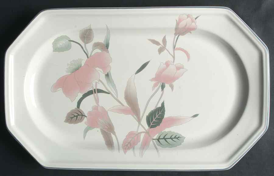 Silk Flowers 15" Oval Serving Platter by Mikasa-1