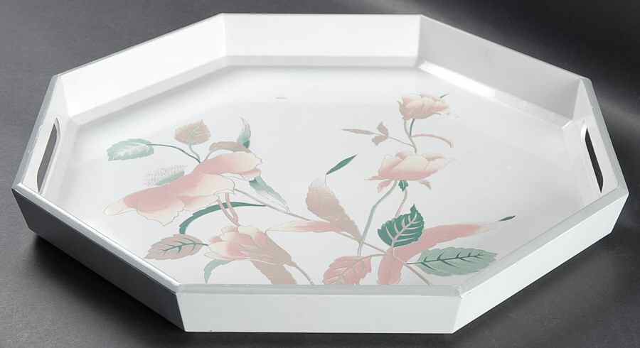 Silk Flowers 15" Octagonal Serving Tray by Mikasa-1