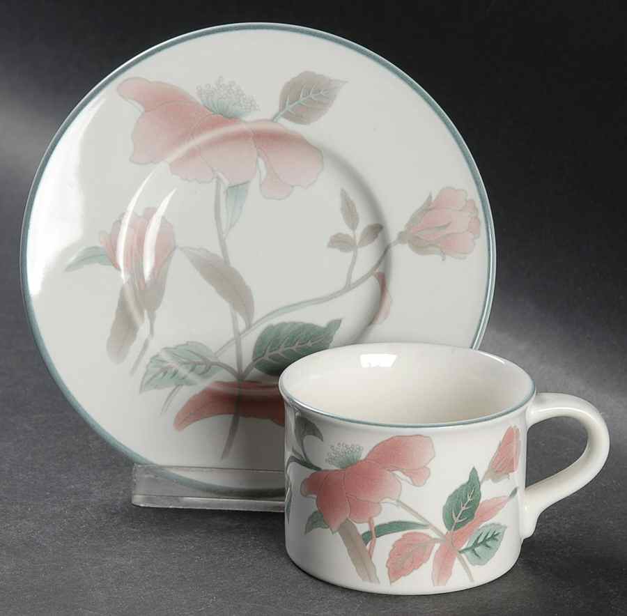 Silk Flowers Flat Demitasse Cup & Saucer Set by Mikasa-1