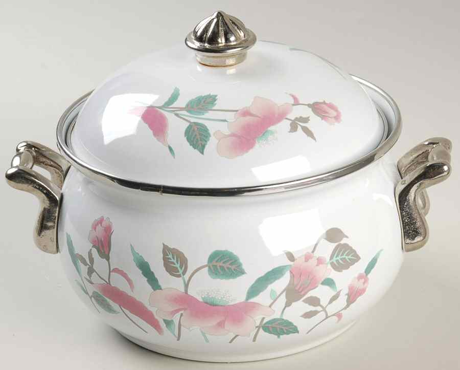 Silk Flowers 2 Quart Metal Covered Casserole by Mikasa-1