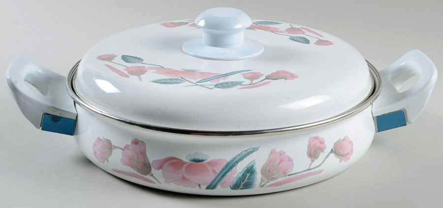 Silk Flowers 2 Quart Metal Covered Casserole by Mikasa-1
