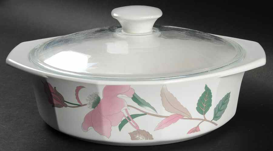 Silk Flowers 1.75 Qt Round Covered Casserole by Mikasa-1