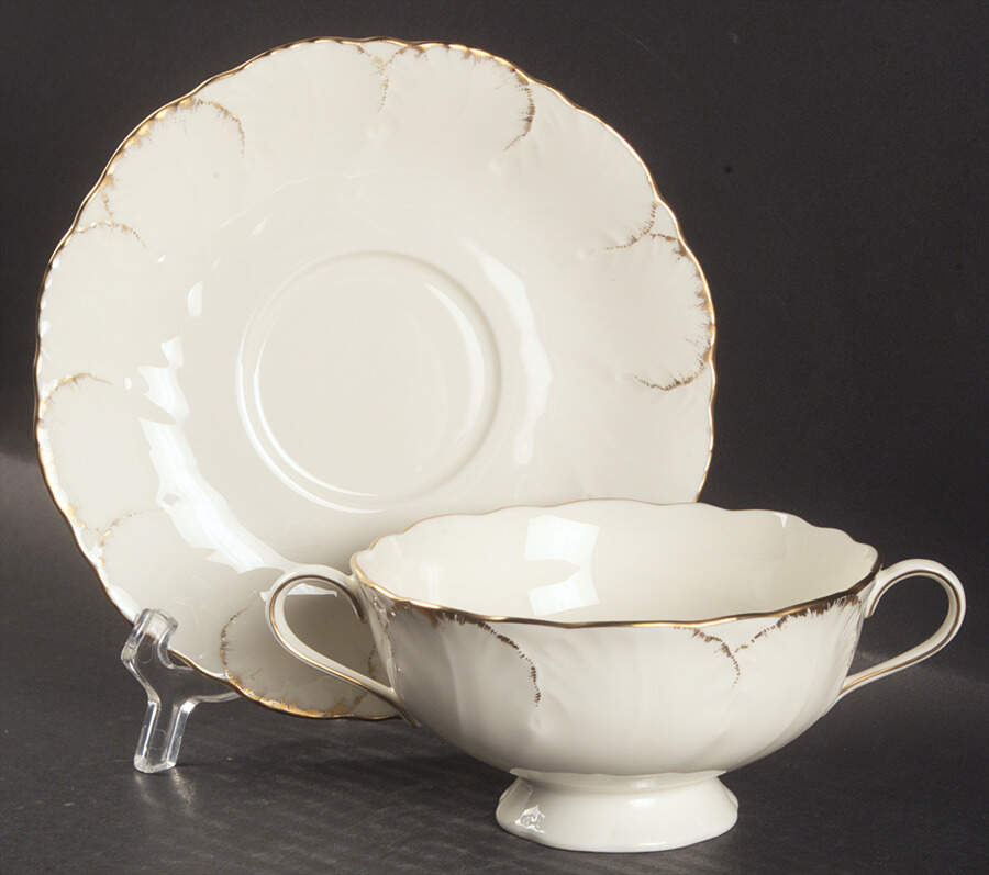 Simply Gold Footed Cream Soup Bowl & Saucer Set by Mikasa-1