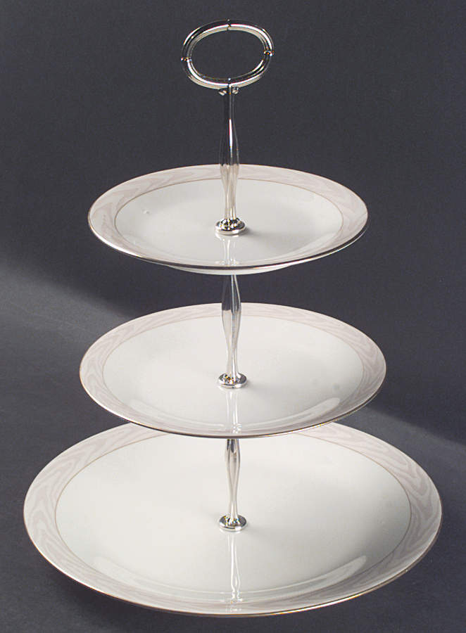 Silk Moire 13 7/8"-14 1/4" 3-Tiered Serving Tray(DP,SP,BB) HC by Mikasa-1