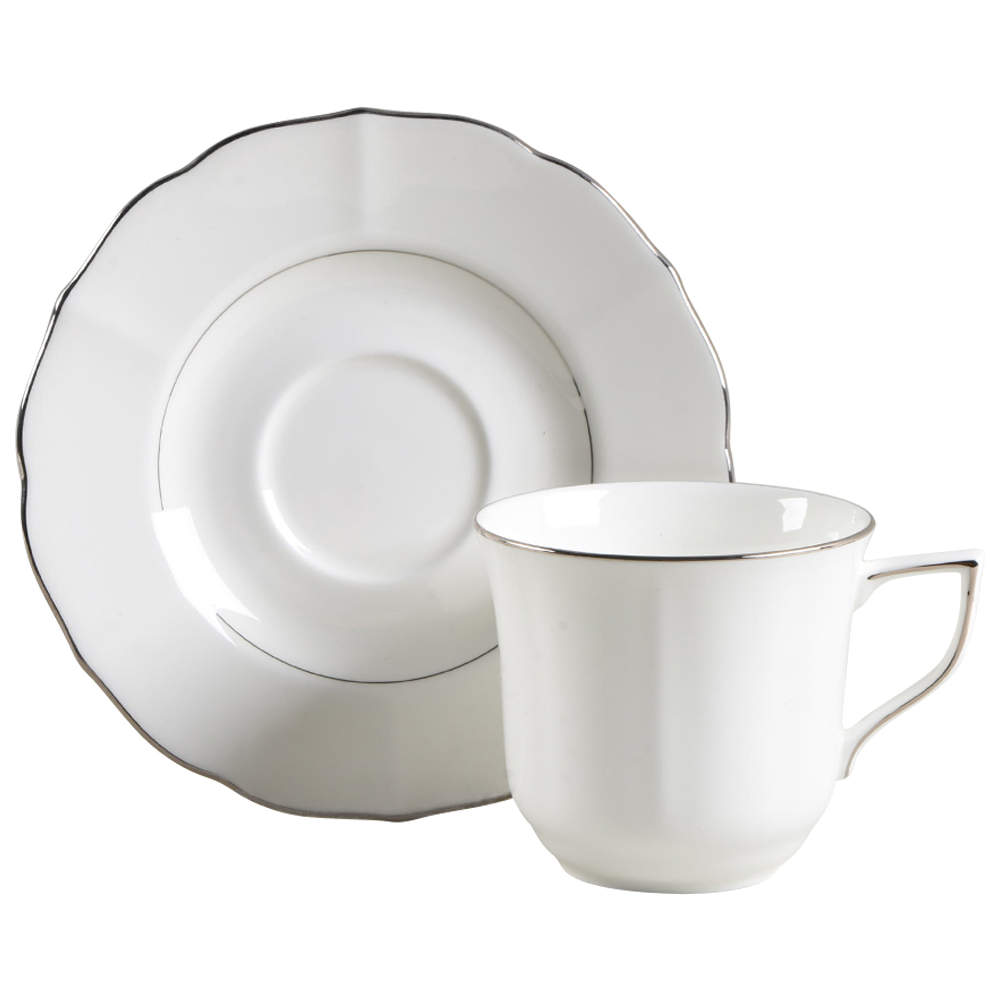 Silver Moon Flat Cup & Saucer Set by Mikasa-1