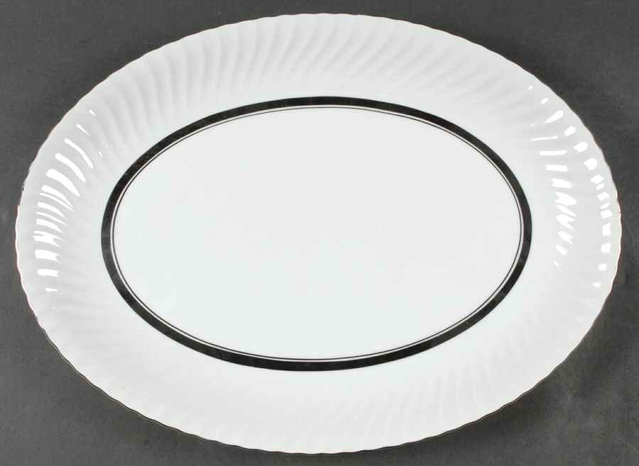 Silver Swirl 16" Oval Serving Platter by Mikasa-1