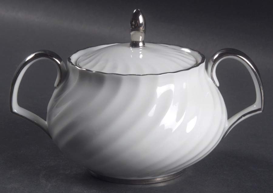 Silver Swirl Sugar Bowl & Lid by Mikasa-1