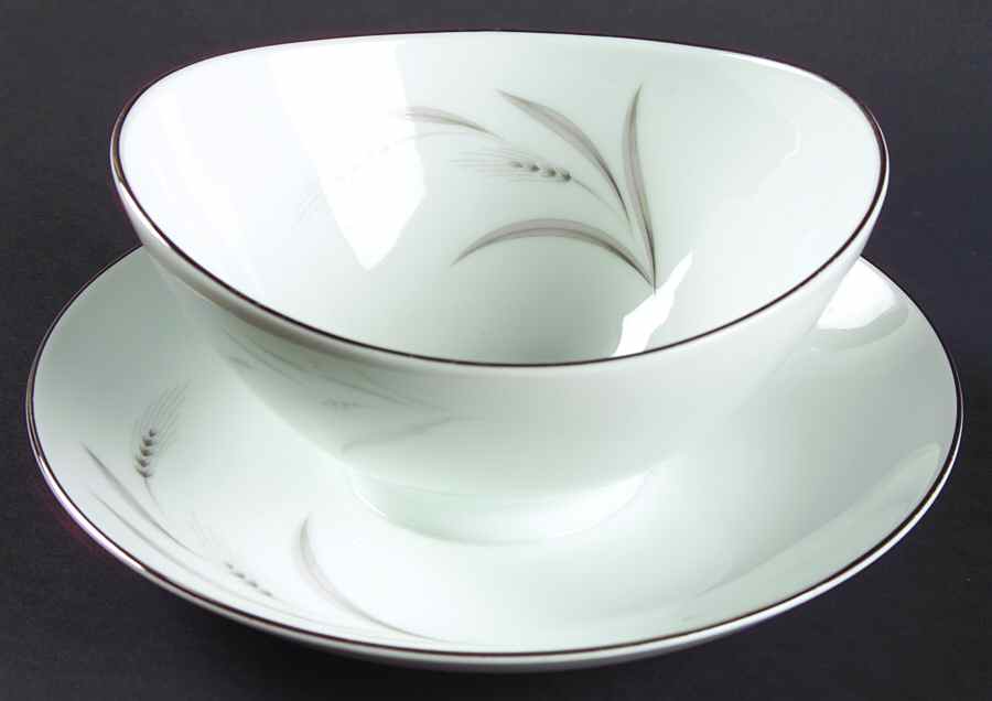 Silver Wheat (5787) Round Gravy Boat/Attached Underplate by Mikasa-1