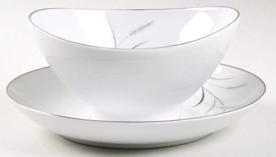 Silver Wheat (5655) Gravy Boat with Attached Underplate by Mikasa-1