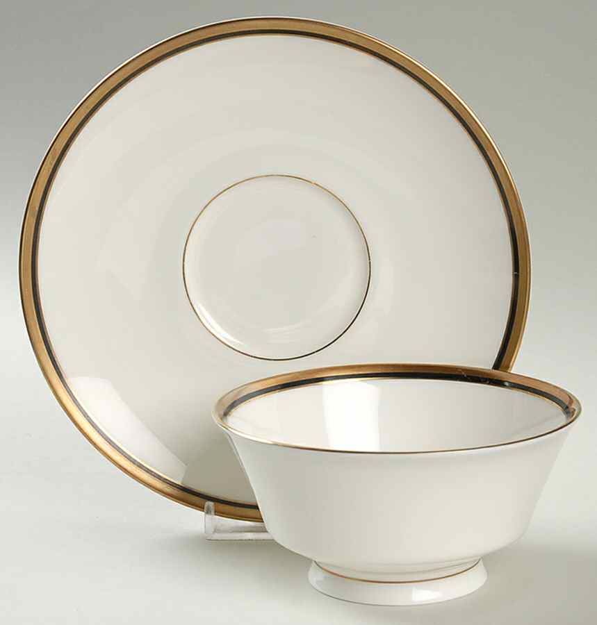 Skidmore Footed Cream Soup Bowl & Saucer Set by Mikasa-1