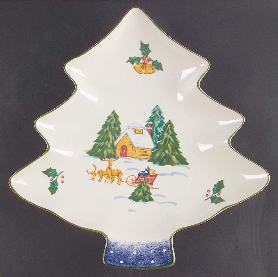 Sleigh Bells Large Tree Shaped Dish by Mikasa-1
