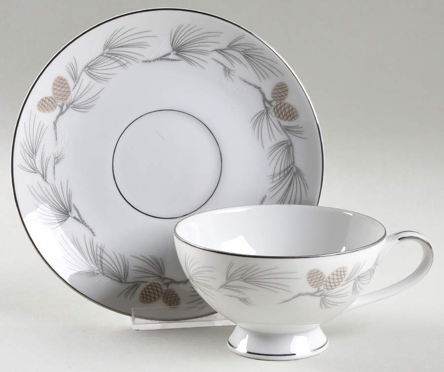 Snow Pine Footed Cup & Saucer Set by Mikasa-1