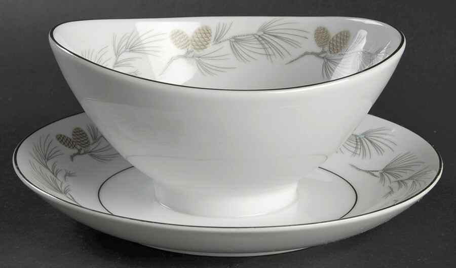 Snow Pine Gravy Boat with Attached Underplate by Mikasa-1