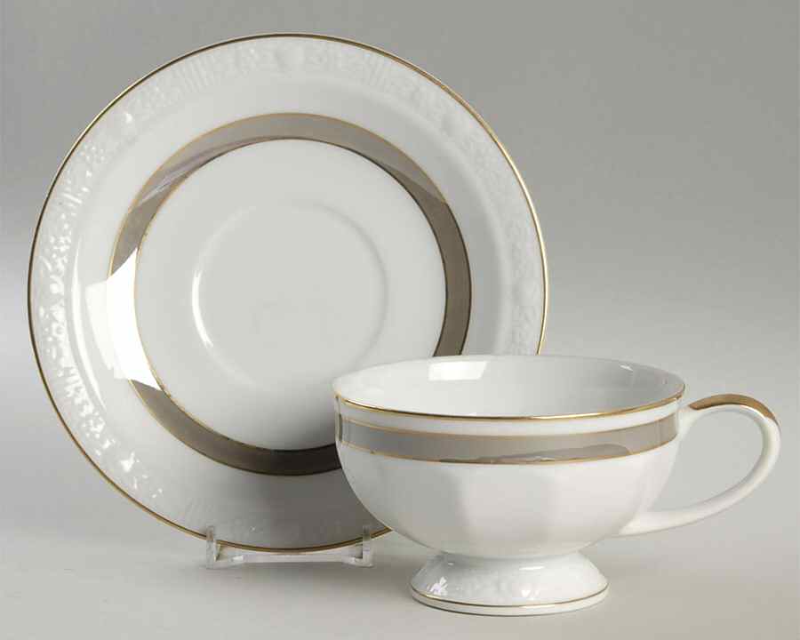 Sonata Footed Cup & Saucer Set by Mikasa-1