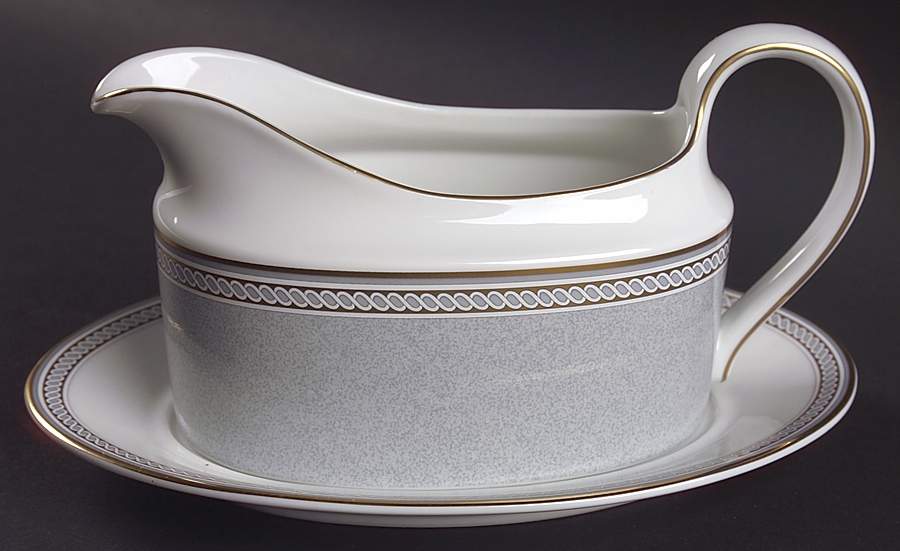 Spindle Gray Gravy Boat & Underplate by Mikasa-1